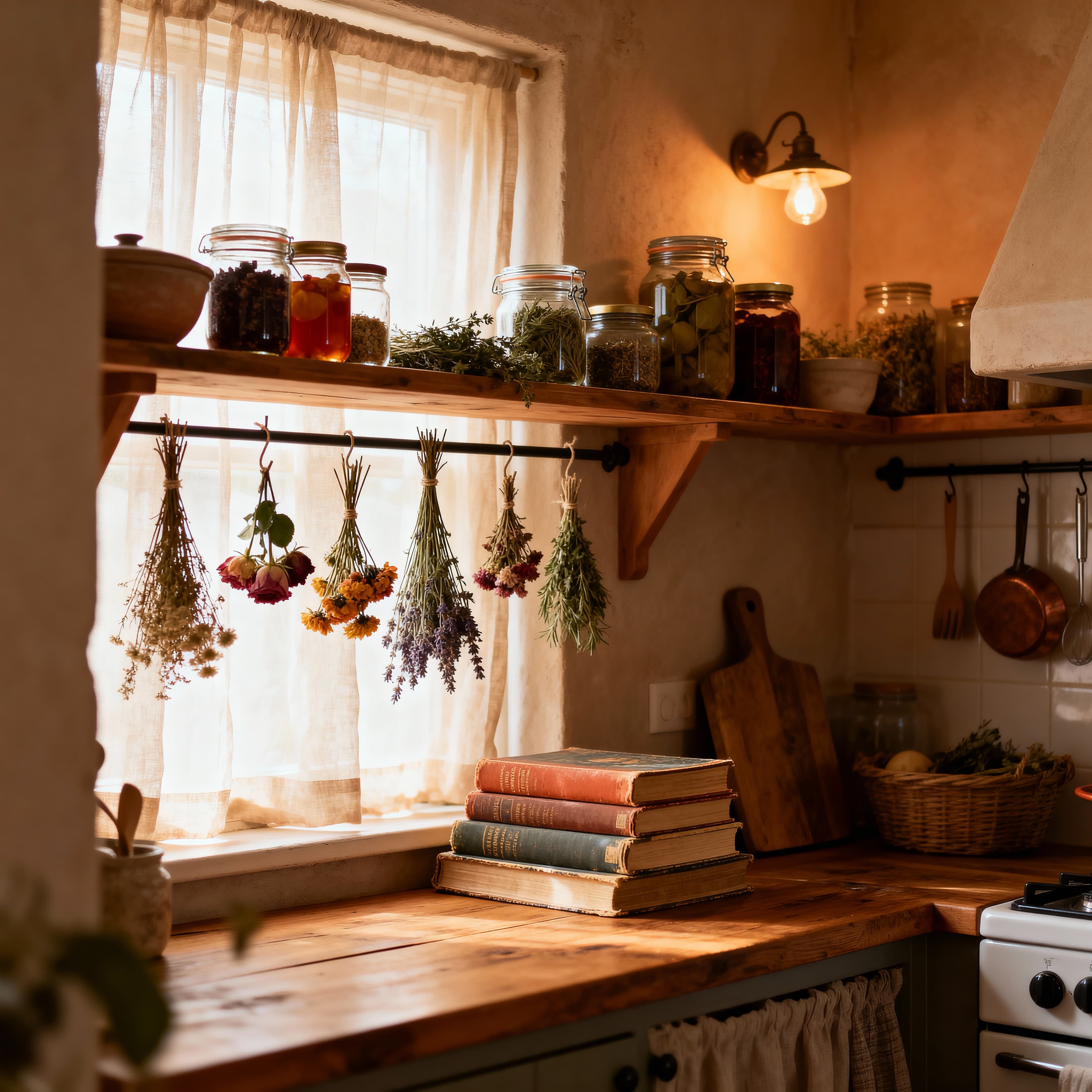 Morning light in the homestead kitchen